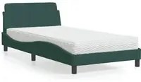 Letto con Materasso Verde Scuro 100x200 cm in Velluto 3208354