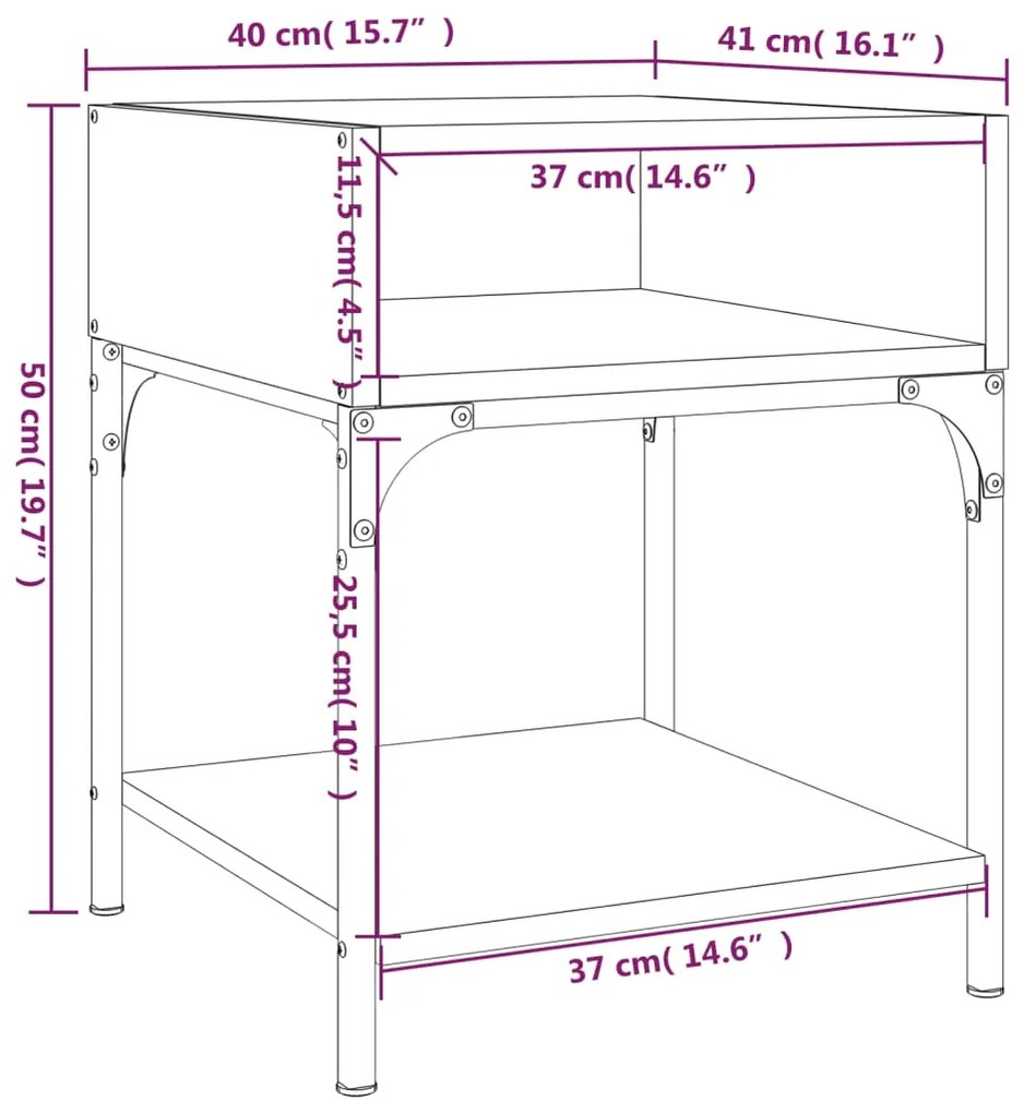 Comodini 2 pz Neri 40x41x50 cm in Legno Multistrato