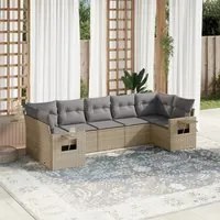 Set Divani da Giardino 7 pz con Cuscini Beige in Polyrattancod mxl 91163