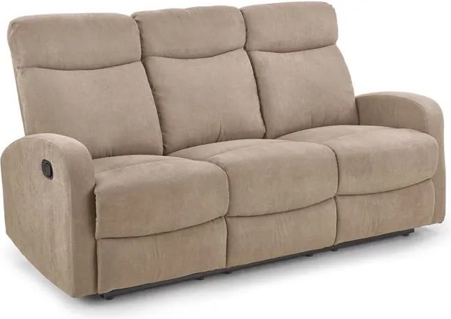 Divano reclinabile Oslo 3S in tessuto beige - H100 cm