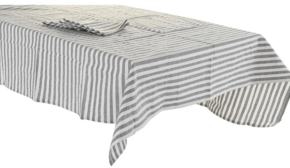 Tovaglia e tovaglioli DKD Home Decor Grigio Cotone Bianco Verde (150 x 150 x 0,5 cm)