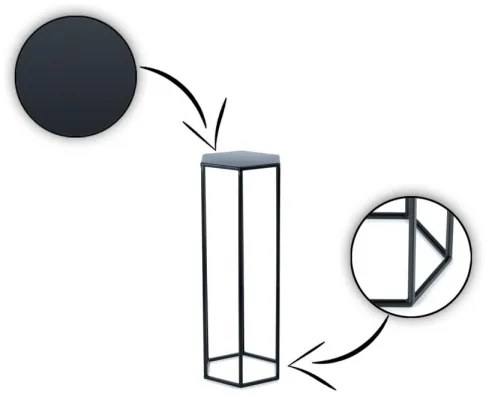 Portafiori 70x24 cm nero