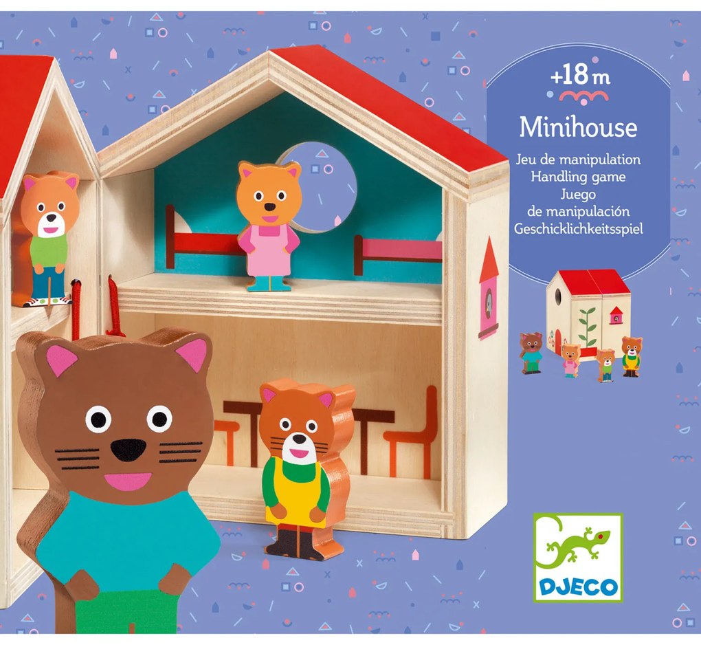 Mini casa di legno con animali