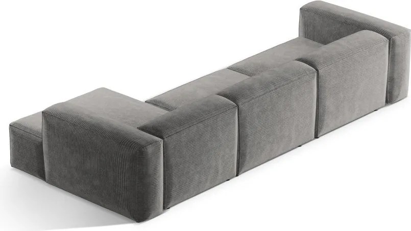 Divano angolare grigio chiaro (con penisola a destra/con chaise lounge) con rivestimento in velluto a coste Bergamo – Cosmopolitan Design