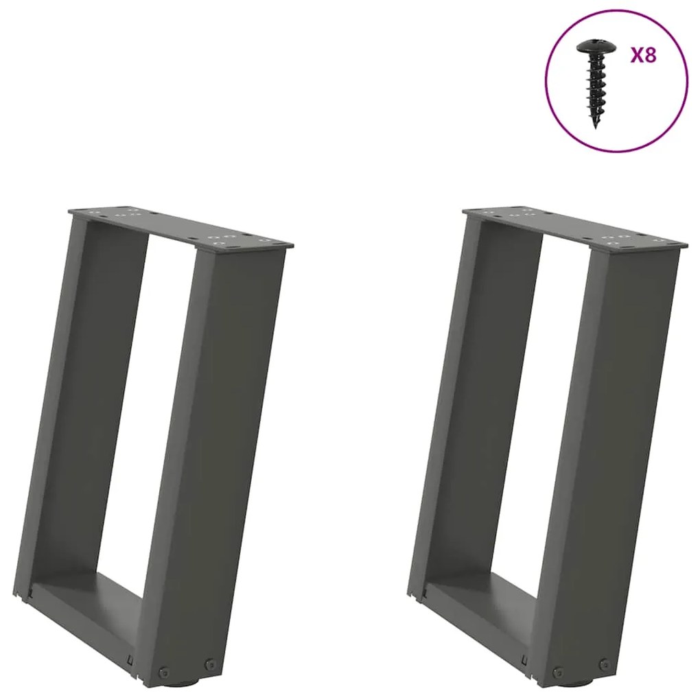 Gambe Tavolino Caffè A U 2 Pz Antracite 28x(42-43) Cm Acciaio /