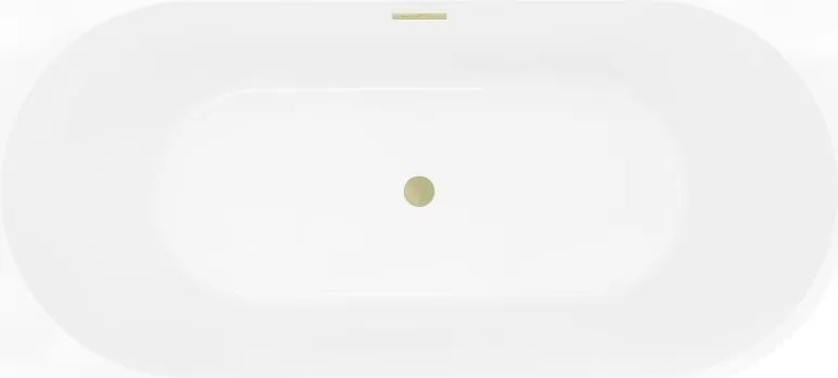Mexen Silo vasca indipendente ad angolo sinistro scanalata 170 x 80 cm, bianca, troppopieno oro spazzolato - 52891708000L-55