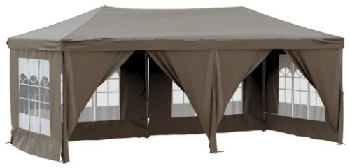 Tenda per Feste Pieghevole con Pareti Laterali Tortora 3x6 m