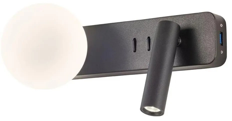 Redo 01-2994 - Applique a parete LED OASIS LED/3W/230V+1xG9/10W USB CRI 90 nero