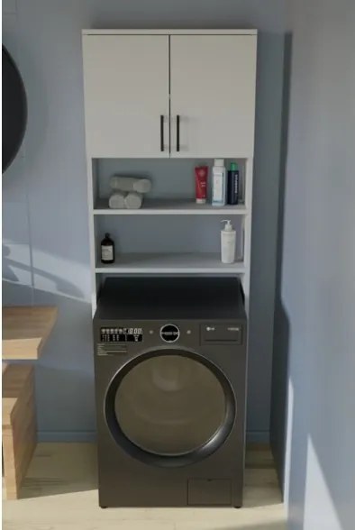 Mobile Coprilavatrice A Colonna 2 Ante 2 Vani 65x27x185 Window Bianco