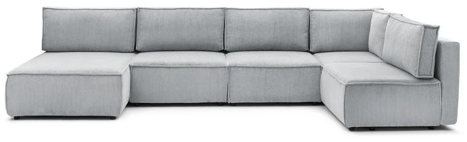 Divano a U angolare in velluto a coste variabile grigio chiaro Nihad modular - Bobochic Paris