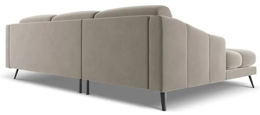 Divano angolare beige (con penisola a sinistra) con rivestimento in velluto Nalu – Makamii