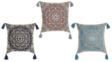 Cuscino DKD Home Decor Arancio Blu cielo Blu Marino Mandala 40 x 10 x 40 cm (3 Pezzi)