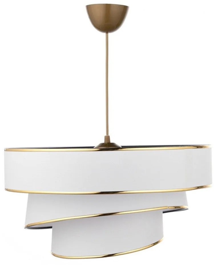 Lampadario bianco/dorato con paralume in tessuto ø 40 cm Couper – Opviq lights