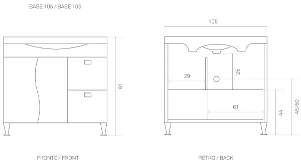 Mobile bagno 105 cm - Bianco Lucido - Melaminico - Onda