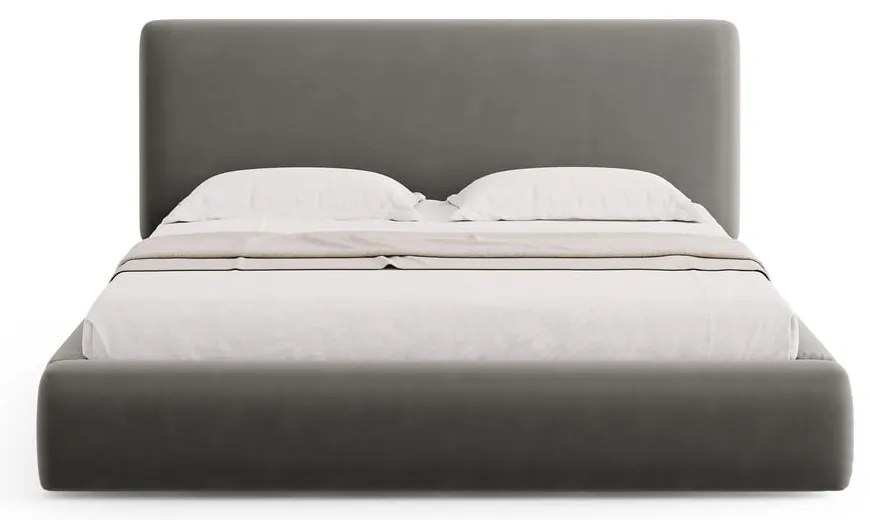 Letto matrimoniale imbottito grigio con contenitore e doghe 180x200 cm Colonel - Cosmopolitan Design