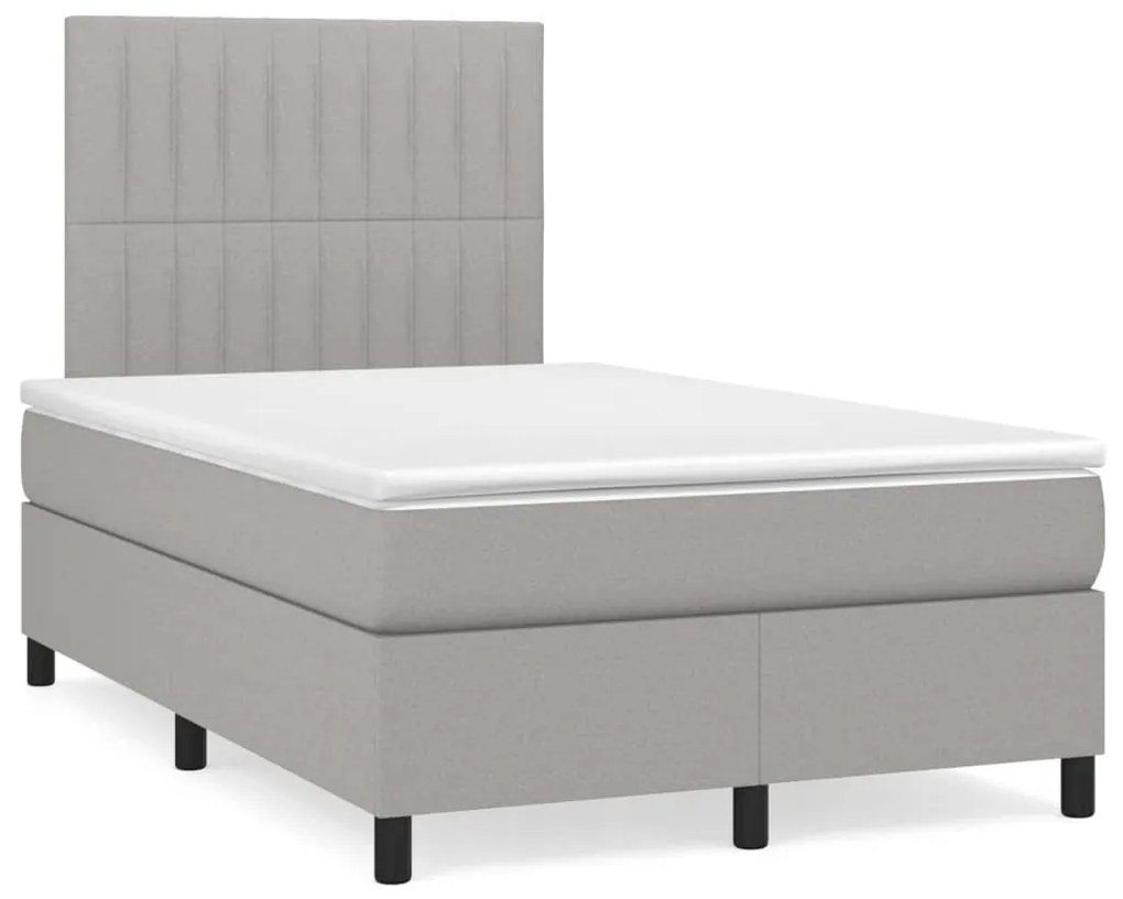 Letto a molle materasso e led grigio chiaro 120x190 cm tessuto