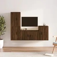 Set Mobili Porta TV 4 pz Rovere Marrone in Legno Multistratocod mxl 100792