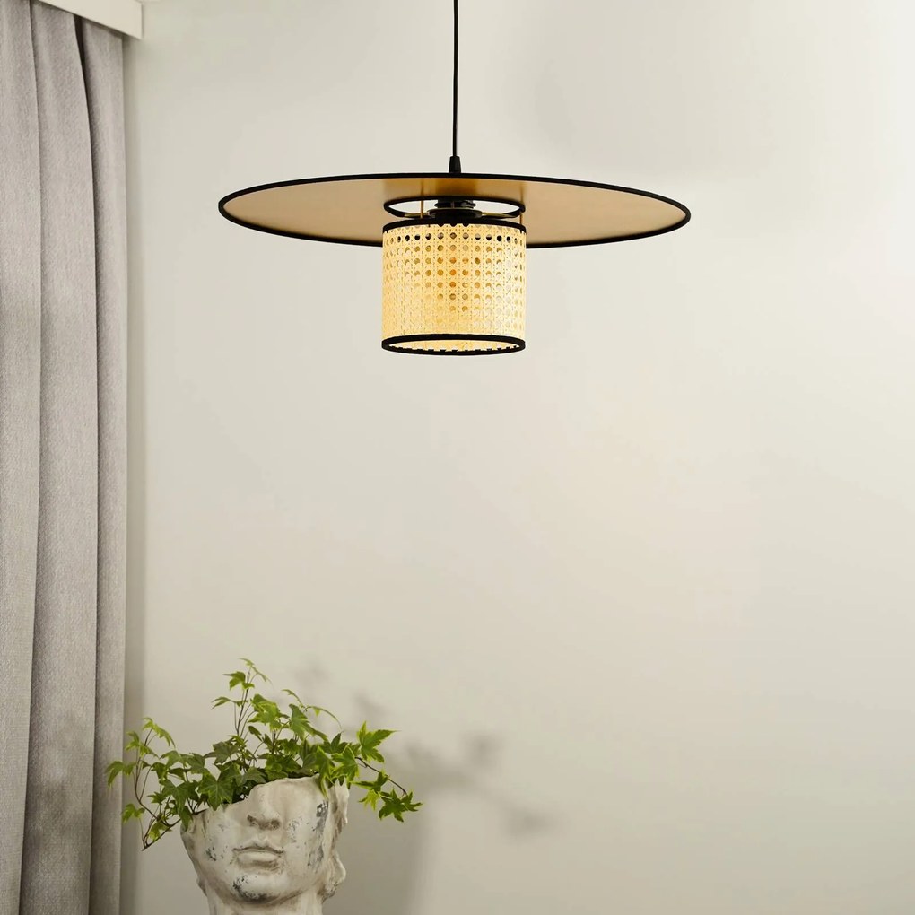 Euluna lampada a sospensione Manila, color oro, rattan, Ø 50 cm