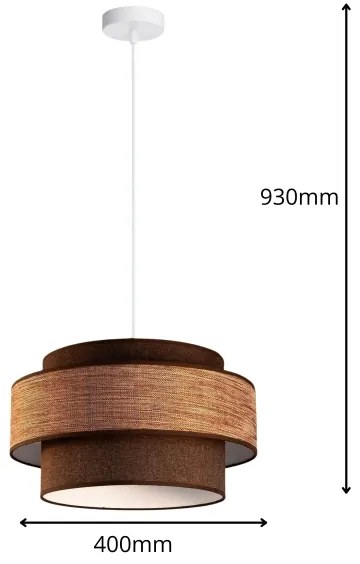 Lampadario a sospensione con filo GRACE 1xE27/60W/230V diametro 40 cm marrone/beige