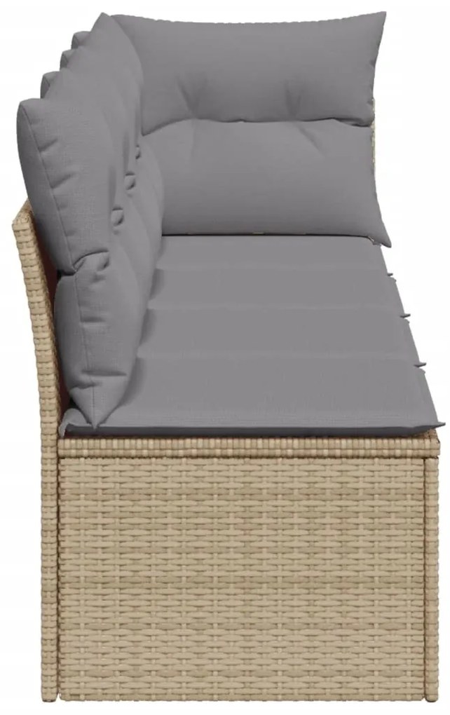 Divano da Giardino con Cuscini a 4 Posti Beige in Polyrattan