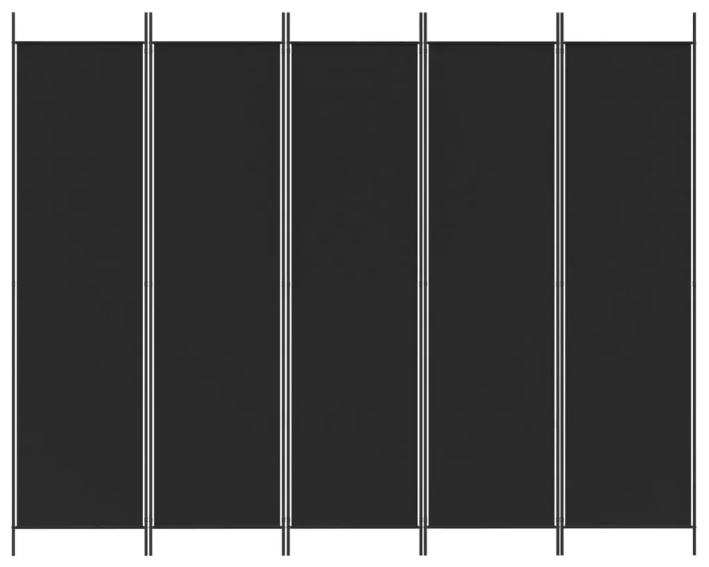 Divisorio 5 pannelli nero 250x200 cm tessuto