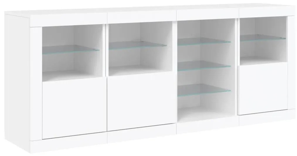 Credenza con luci led bianca 164x37x67 cm