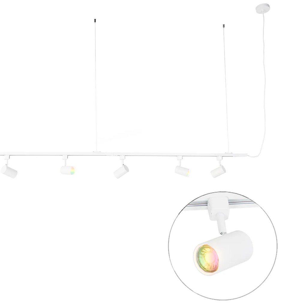 Sistema a binario sospeso intelligente bianco monofase con 5 GU10 Wifi - Jeana
