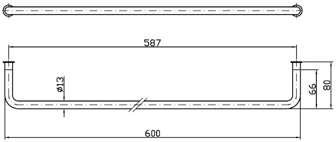 Zucchetti Isy ZAC321 portasciugamani 60 cm a muro Cromo