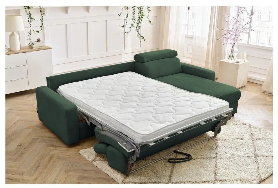 Divano angolare in verde scuro allungabile (con composizione variabile) Monaco – Bobochic Paris