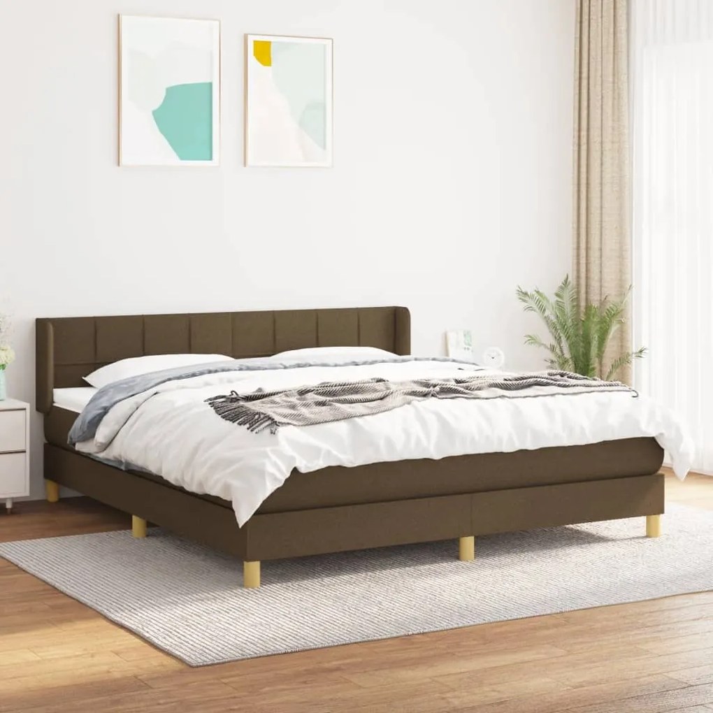 Giroletto A Molle Con Materasso Marrone Scuro 160x200cm Tessuto /