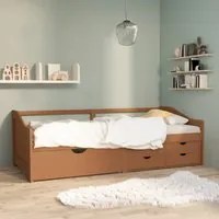 Divano Letto 3 Posti e Cassetti Marrone Miele in Pino 90x200cm cod mxl 44823