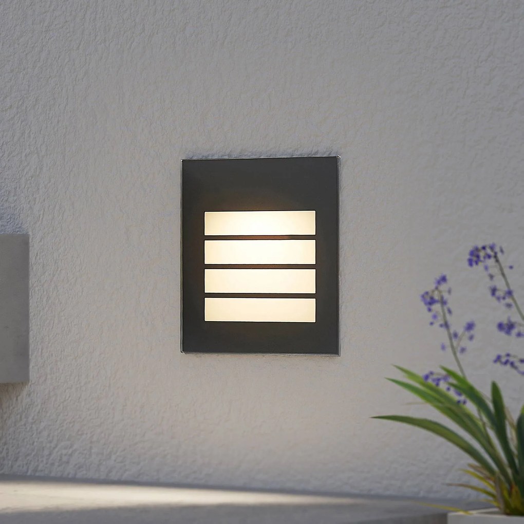 Arcchio Applique a LED da incasso Zamo, a lamelle, nero, IP65