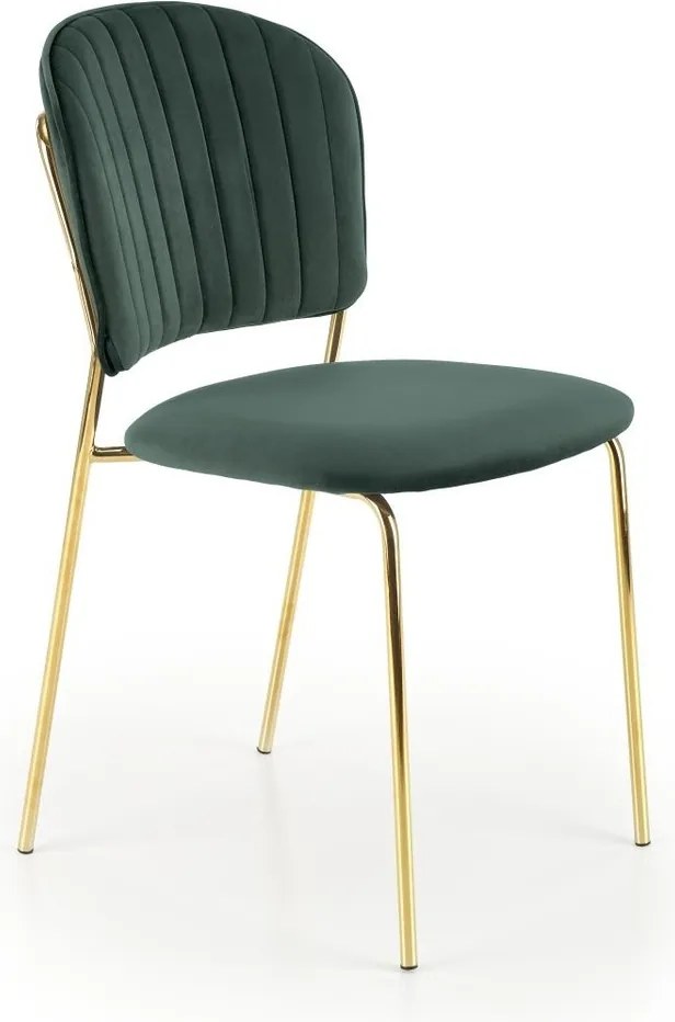 K499 sedia in velluto verde scuro BLUVEL 78 con struttura metallica dorata