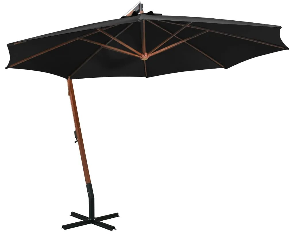 Ombrellone A Sbalzo Nero 3,5x2,9 M Palo İn Abete Massello /