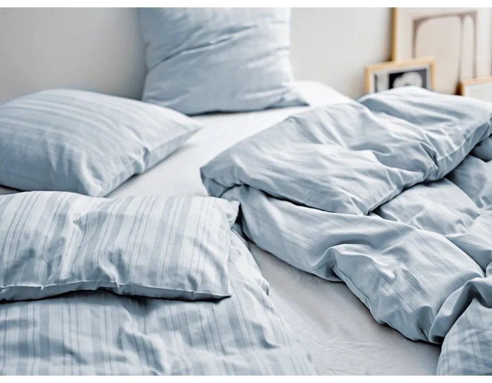 Set copripiumino e federa azzurro in tessuto damascato per letto singolo 140x200 cm Noble – Södahl