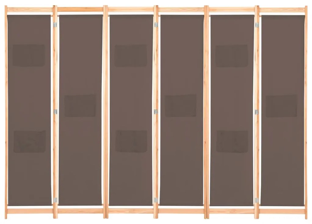 Divisorio a 6 pannelli marrone 240x170x4 cm in tessuto