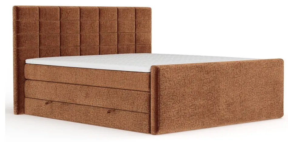 Letto boxspring arancione con contenitore 140x200 cm Ava – Maison de Rêve