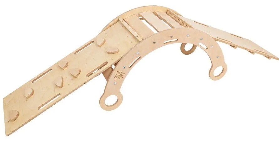 Arco a dondolo montessori di colore naturale in pino massiccio 39x75x38 cm Montessori – Meowbaby