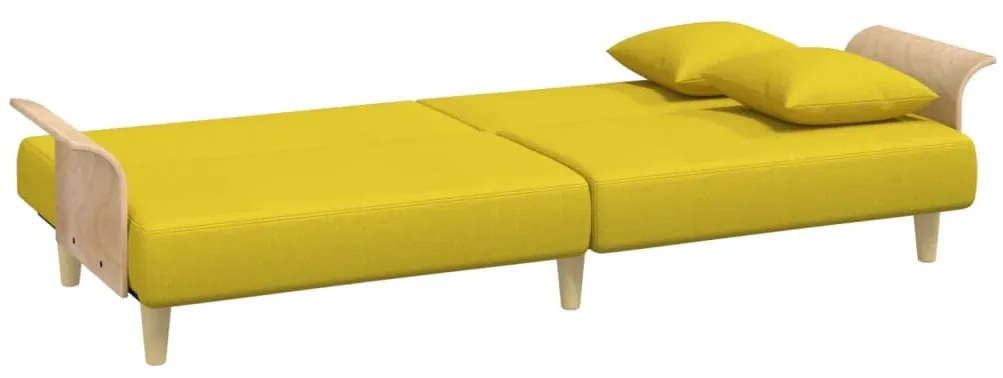 Divano Letto con Braccioli Giallo Chiaro in Tessuto