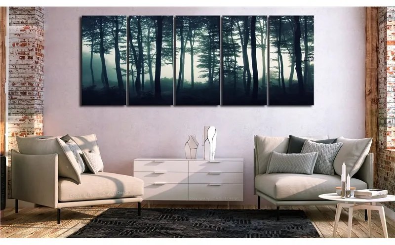 Quadro Dark Forest (5 Parts) Narrow  Colore Grigio, Dimensioni e Misure 200x80