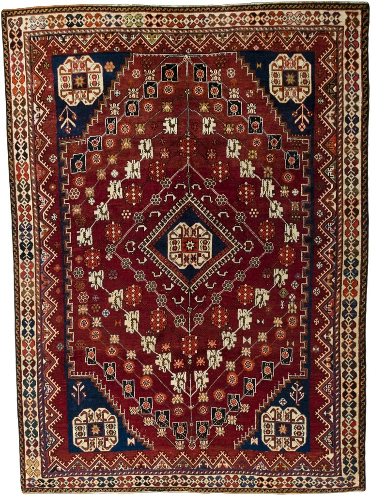 Shiraz Tappeto persiano 210 x 280 Rosso (Iran) Annodato A Mano