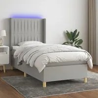 Letto a Molle Materasso e LED Grigio Chiaro 90x200 cm Tessuto cod mxl 63258