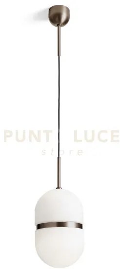 Domu sospensione grande bronzo vetro bianco 1 luce attacco gx53 d.20cm