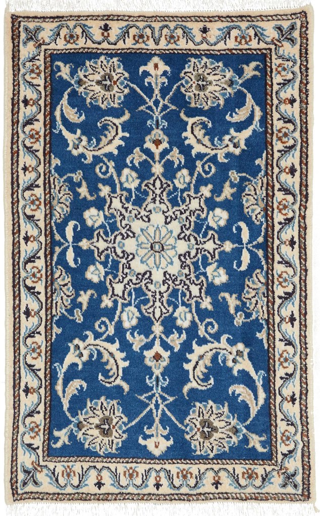 Nain Tappeto 60x90 Blu (Iran) Annodato A Mano