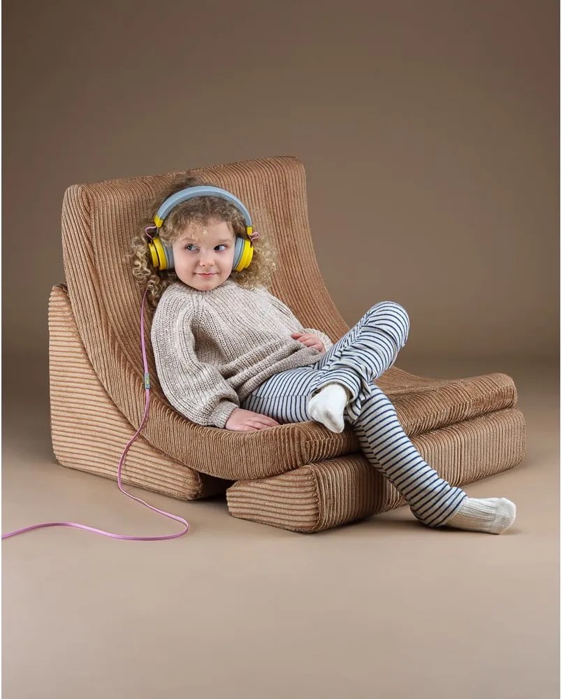 Poltrona per bambini marrone con rivestimento in velluto a coste Moon – Wigiwama