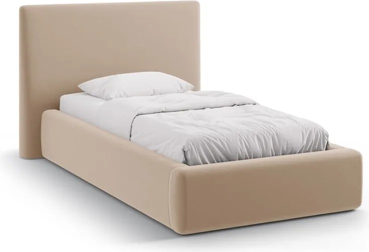 Letto Asti in velluto con contenitore e testiera imbottita - 90×200 cm