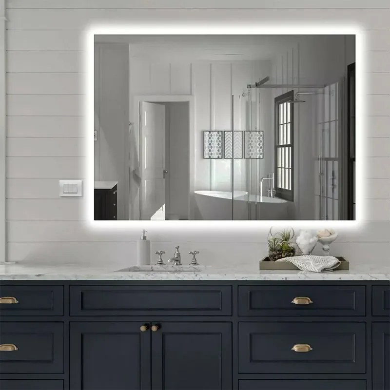 Specchio bagno 50x60 cm illuminazione perimetrale e installazione reversibile