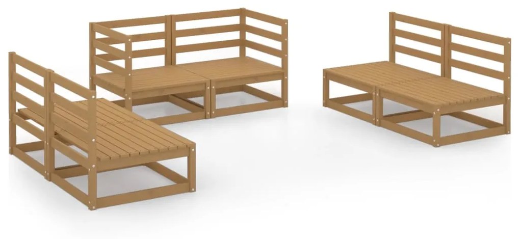 Set divani da giardino 6 pz miele in legno massello di pino