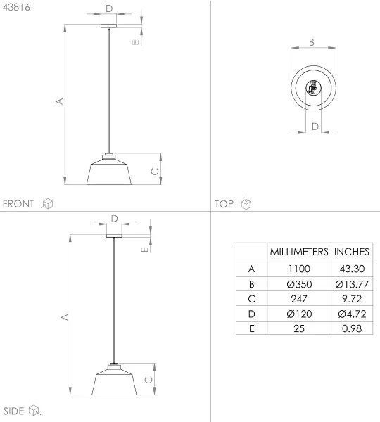 Eglo 43816 - Lampadario a sospensione con filo SOUTHERY 1xE27/40W/230V
