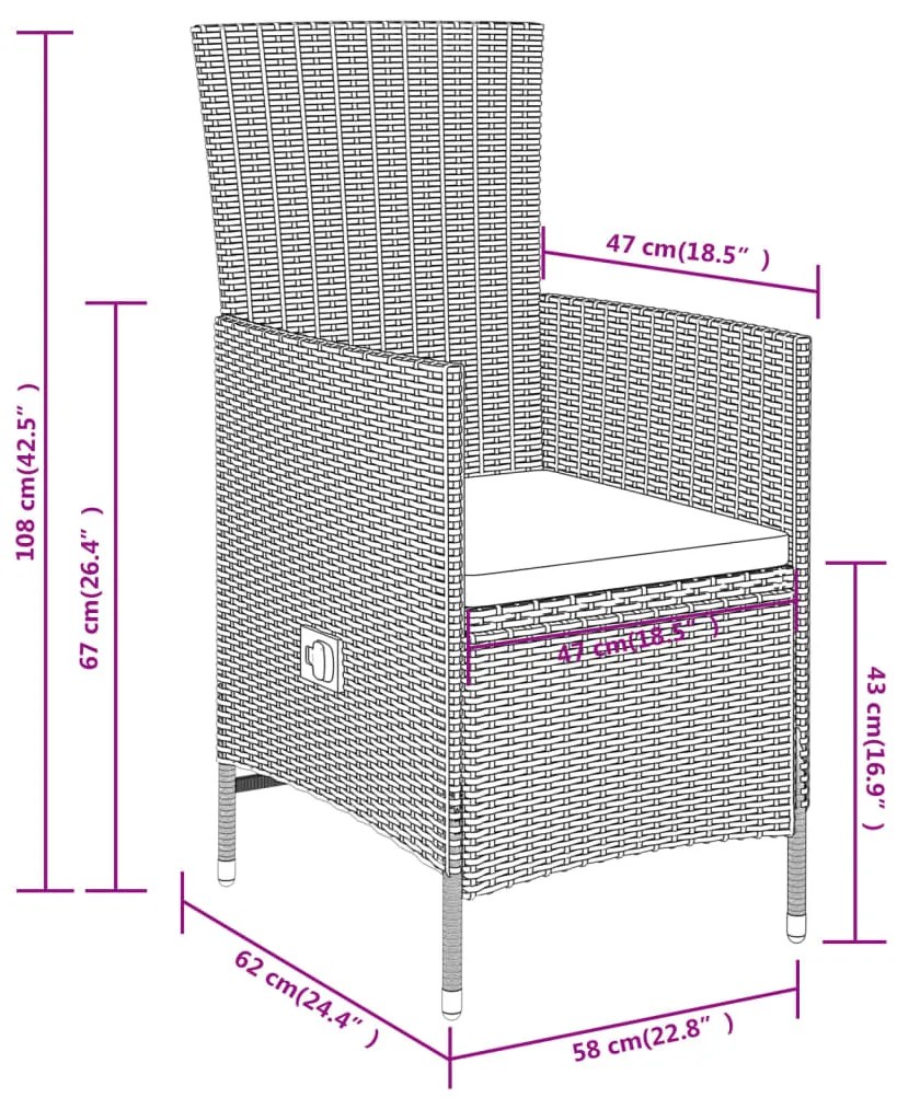 Set da Pranzo da Giardino 7 pz con Cuscini Beige